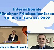 Redner*innen auf der Friedenskonferenz waren unter anderem Katrin Habenschaden, 2. Bürgermeisterin der LH München, und Mathias Platzeck, Vorstandsvorsitzender des Deutsch-Russischen Forums e.V. 