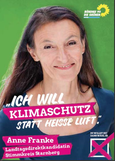 Anne Franke: Plakat zur Bayerischen Landtagswahl 2018 